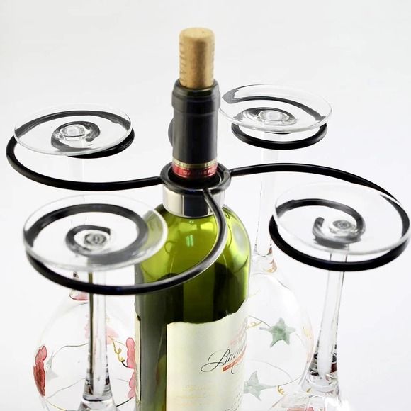 No Brand Dining Gold Wine Bottle And Wine Glass Serving Tray Caddy Poshmark